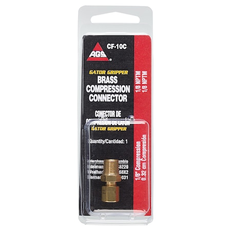 AGS Brass Compression Connector, 1/8 Tube, Male (1/8-27 NPT), 1/card CF-10C
